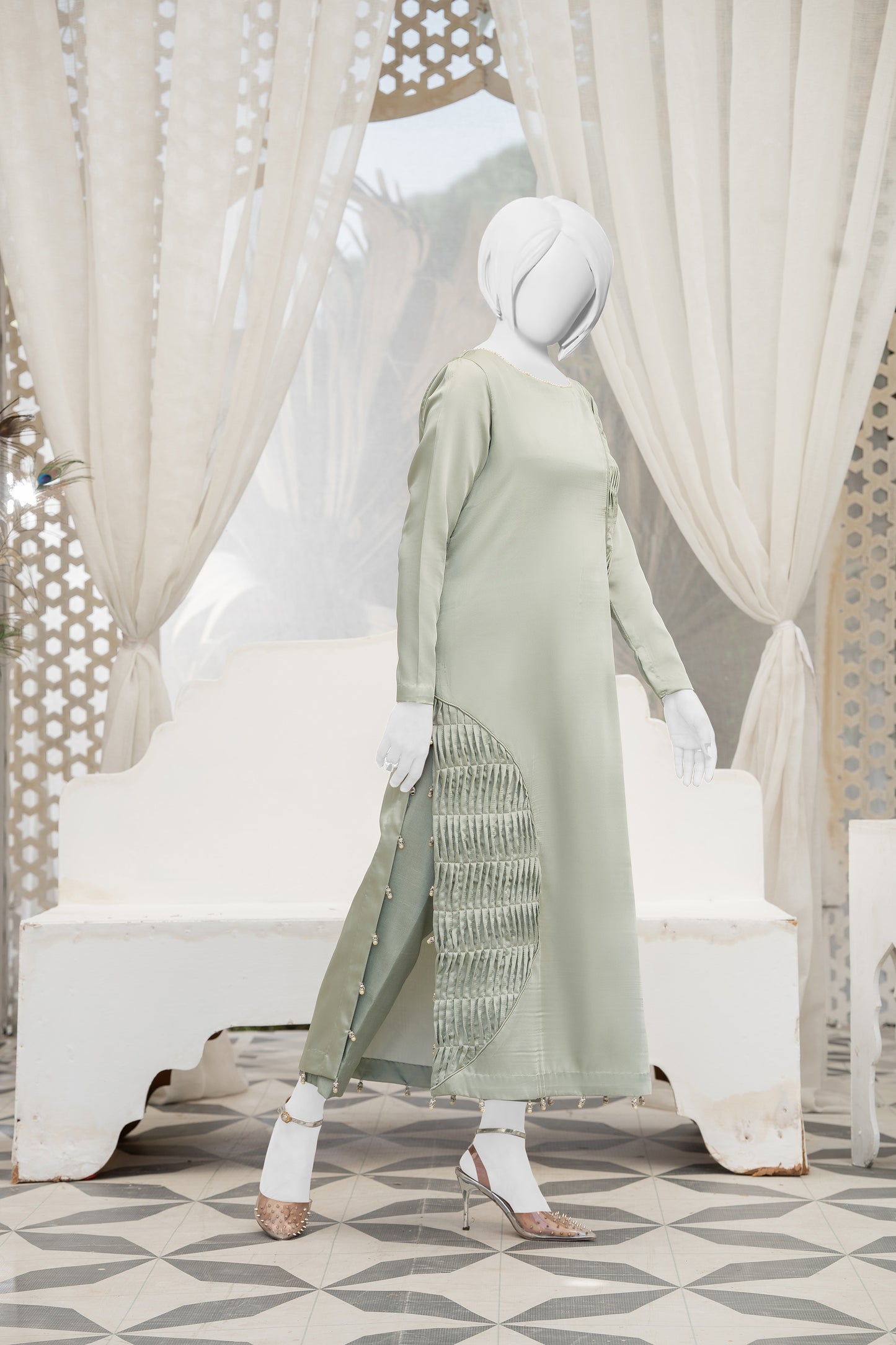 Aqua Breeze - Silk Pleated