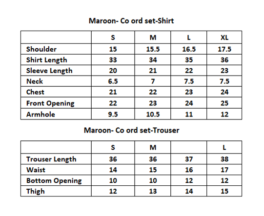 Maroon- Co ord set